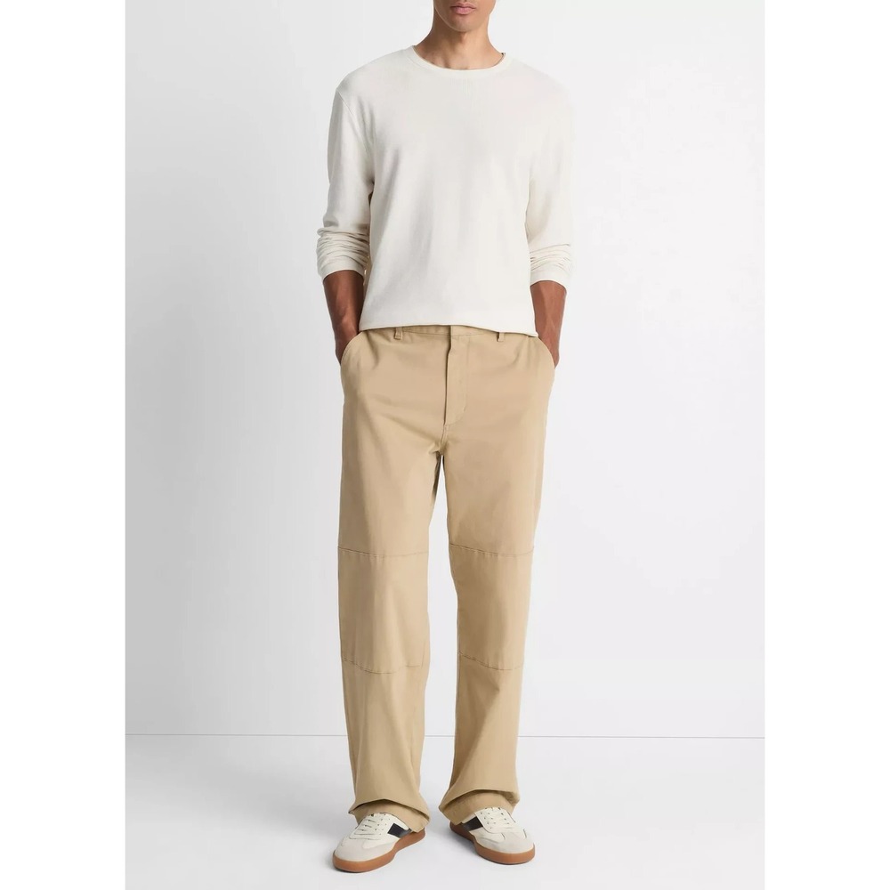 VINCE Relaxed Italian Peached Stretch-Cotton Double-Knee Pants Terrapin Men 32